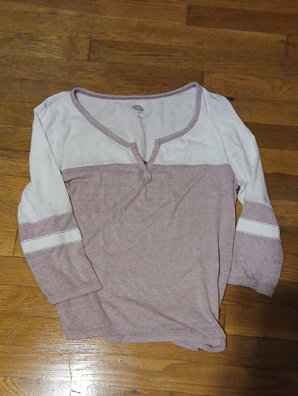 SO Mauve and White Casual Henley Top